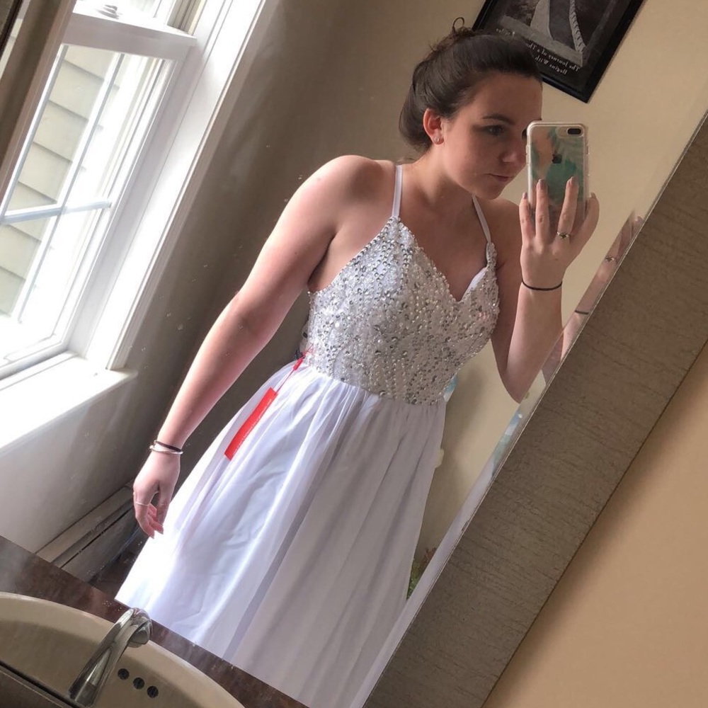 A pretty white gown.